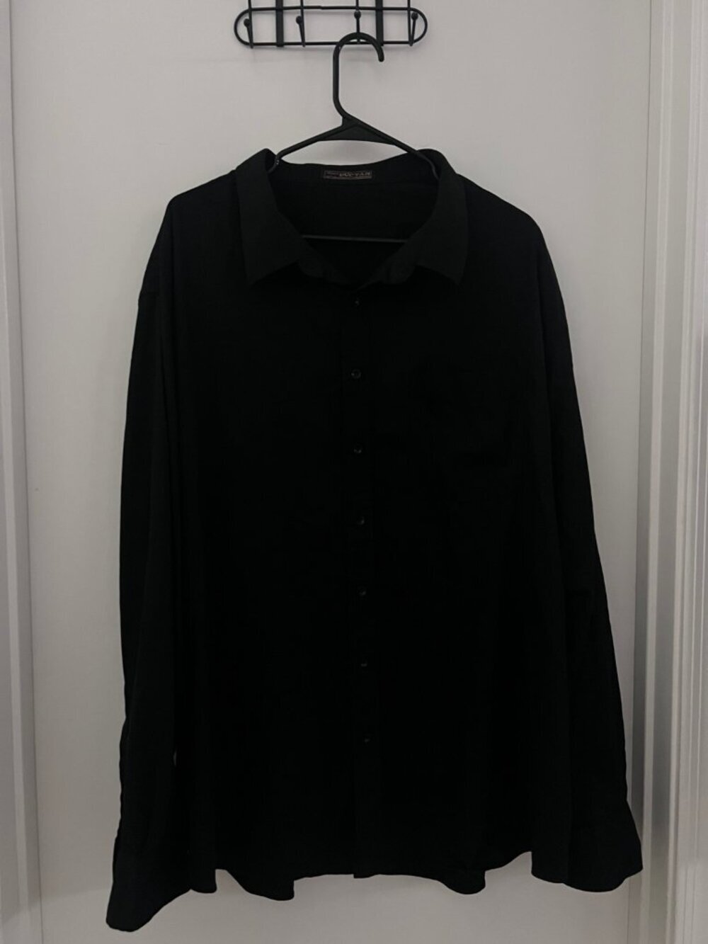 DucTan Men’s Black Long Sleeve Dress Shirt Button Front Big & Tall